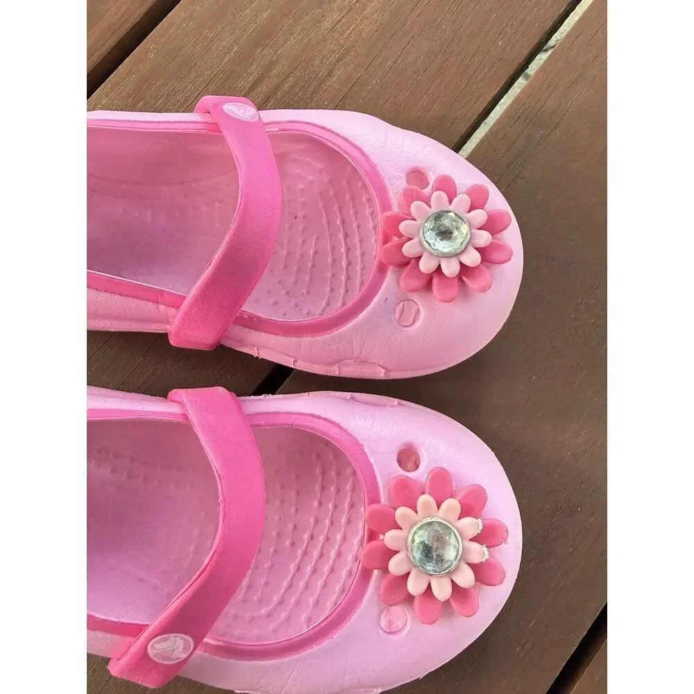 Crocs Kids Girls Keeley Springtime Embellished Mary Jane Flats Shoes Pink C6